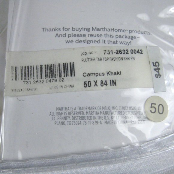 Martha Window Curtain Flutter Tab-Top Sheer 1 Panel Campus khaki 50 x 84 In - Picture 4 of 4